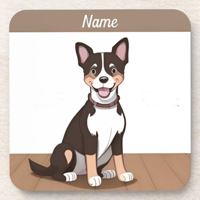 Happy Brown Puppy Dog Getränkeuntersetzer (Vorderseite)