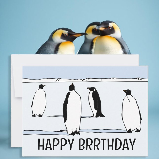 Happy BRRthday Penguin Winter Geburtstag Cool Karte (Von Creator hochgeladen)