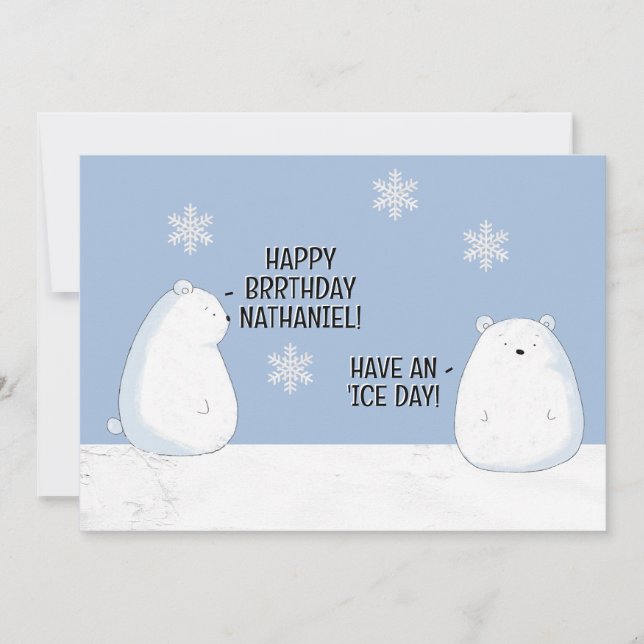 Happy BRRthday Polar Bear Winter Geburtsname Karte (Vorderseite)