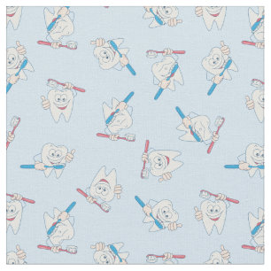 Happy Brushing Teeth Pattern Stoff