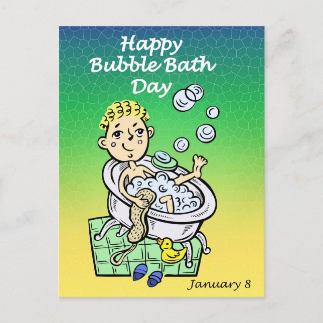 Happy Bubble Bath Day 8. Januar Postkarte (Vorderseite)