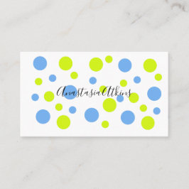 Happy Bubbles Blue Yellow Pattern Business Card Visitenkarte