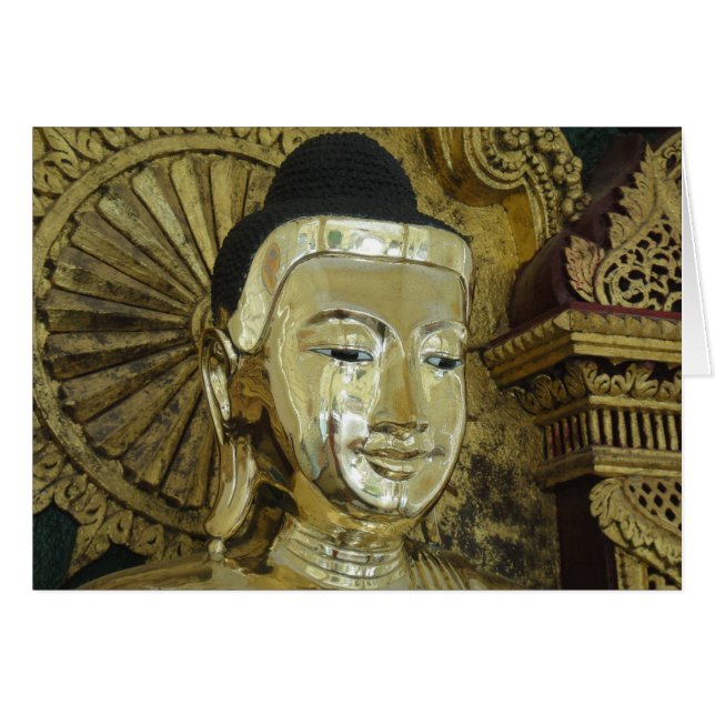 Happy Buddha Meditation Gebet Augen offen (Vorderseite (Horizontal))