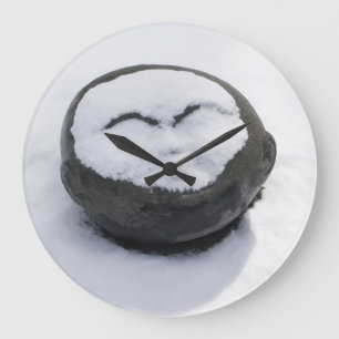 Happy Buddha mit schneegedämpft Große Wanduhr