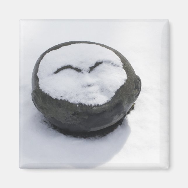Happy Buddha mit schneegedämpft Magnet (Vorne)