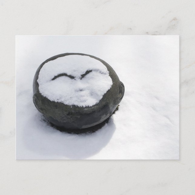 Happy Buddha mit schneegedämpft Postkarte (Vorderseite)