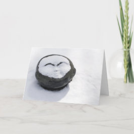 Happy Buddha mit schneesichtiger Silvesterkarte Feiertagskarte