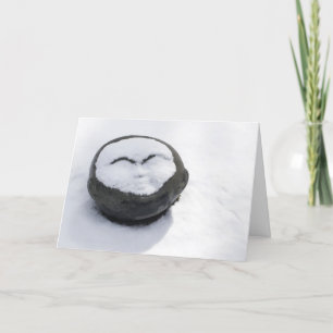 Happy Buddha mit schneesichtiger Silvesterkarte Feiertagskarte