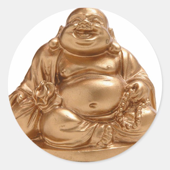Happy Buddha Runder Aufkleber (Vorderseite)