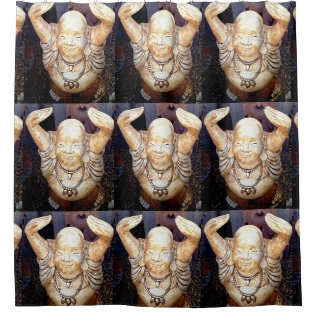 Happy Buddhas Duschvorhang (Vorderseite)