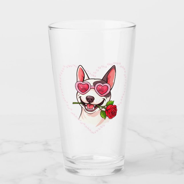 Happy bull terrier glas (Vorderseite)