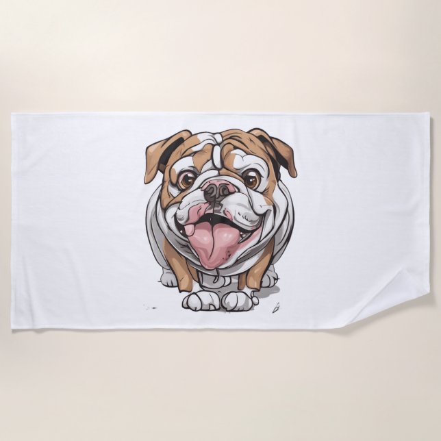 Happy Bulldog Strandtuch (Vorderseite)