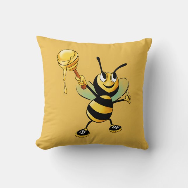 Happy Bumble Bee mit einem Scoop of Honey Kissen (Vorderseite)