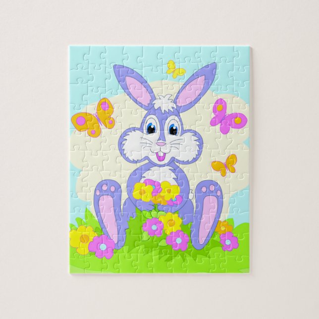 Happy Bunny Blume Schmetterlinge Puzzle (Vertikal)