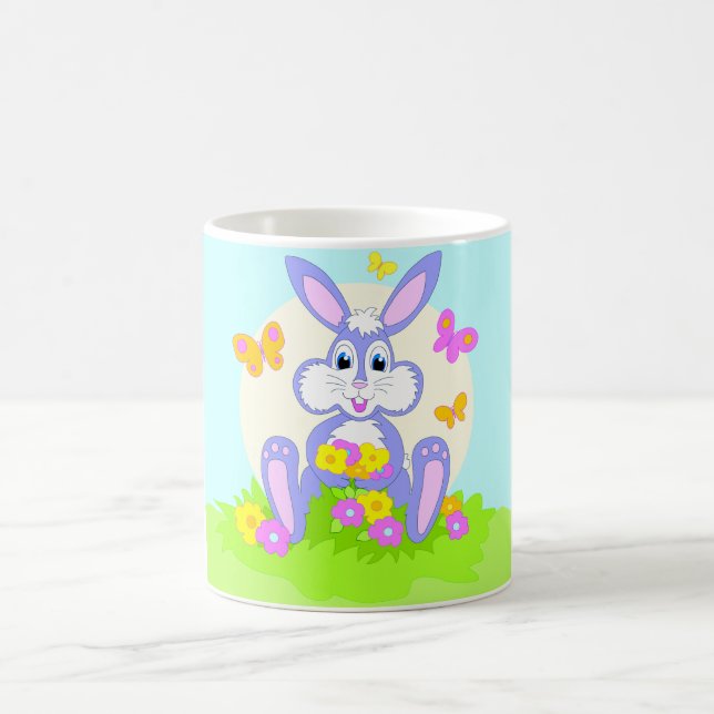 Happy Bunny Butterflies Blume Niedliches Lila Kani Tasse (Mittel)