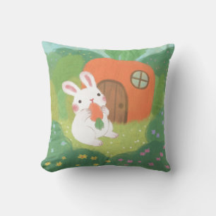 Happy Bunny mit Carrot in Forest Kissen