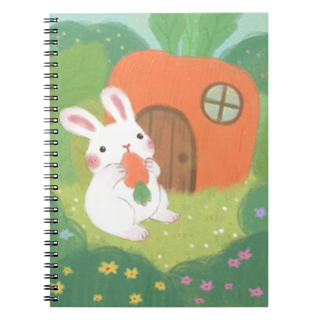 Happy Bunny mit Carrot in Forest Notizblock (Vorderseite)