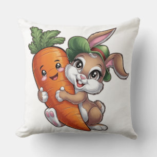Happy Bunny mit einer riesigen Karotte Kissen