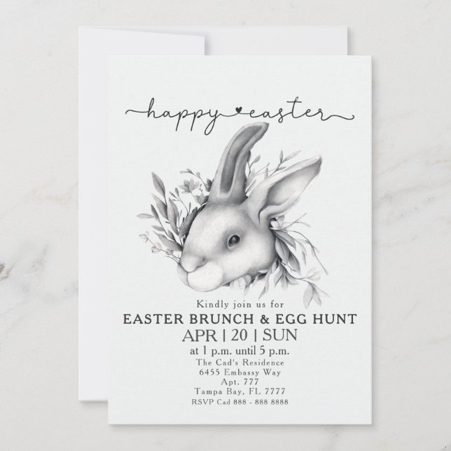 Happy Bunny Oaster Brunch & Egg Hunt Einladung (Vorderseite)