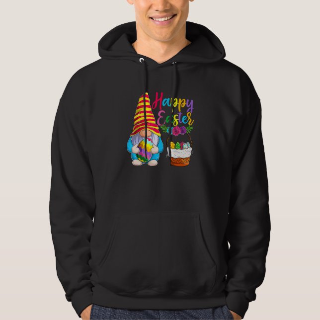 Happy Bunny Oaster Gnome Funny Rabbit Egg Körbchen Hoodie (Vorderseite)