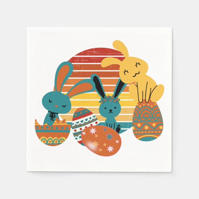 Happy Bunny, Ostereier, Niedlich Serviette (Vorderseite)