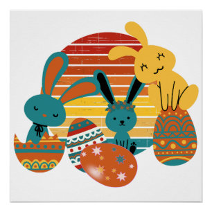 Happy Bunny, Ostereier, Niedliches Poster