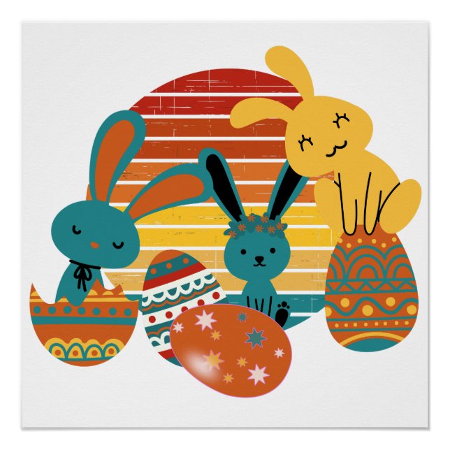 Happy Bunny, Ostereier, Niedliches Poster (Vorderseite)