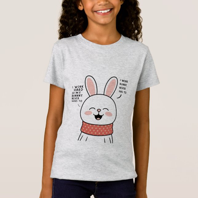 Happy Bunny T - Shirt - Niedlicher Minimalistische (Vorderseite)