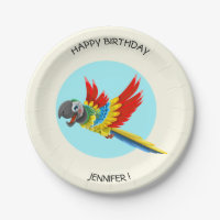 Happy bunt Papagei Cartoon Kindergeburtstag Name