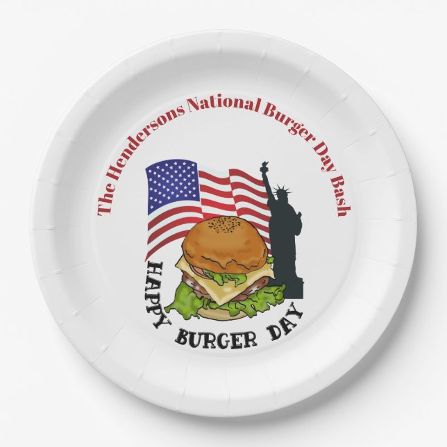 Happy Burger Day personalisiert Paper Teller (Vorderseite)