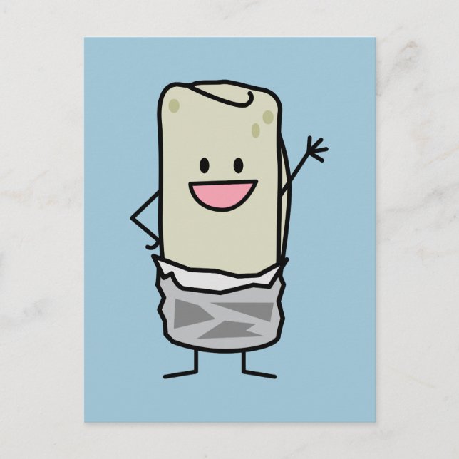 Happy Burrito Waving Hello Postkarte (Vorderseite)