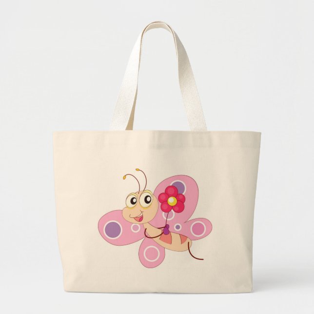 HAPPY BUTTERFLY GIRL JUMBO STOFFBEUTEL (Vorne)