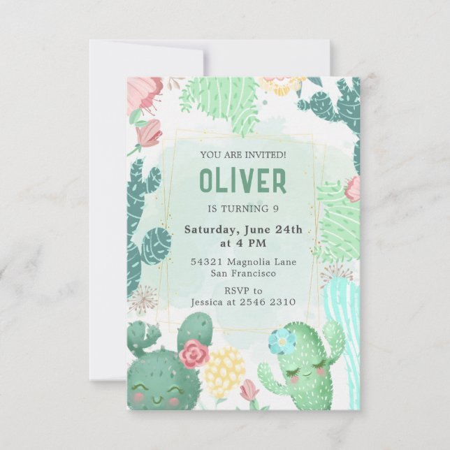 Happy Cacti Birthday Einladung (Vorderseite)