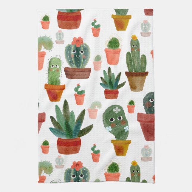 Happy Cacti Geschirrtuch (Vertikal)