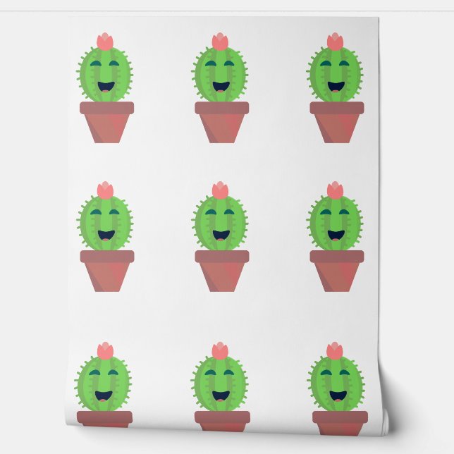 Happy Cactus Fun Succulent Character Tapete (Abrollen)