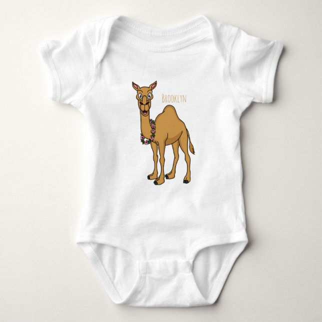 Happy Camel Cartoon Illustration Baby Strampler (Vorderseite)