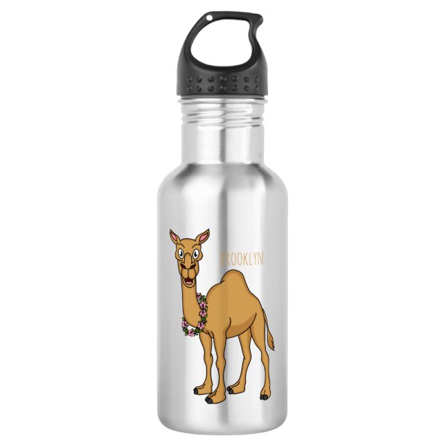 Happy camel cartoon illustration  edelstahlflasche (Vorderseite)