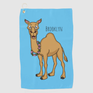 Happy Camel Cartoon Illustration Golfhandtuch