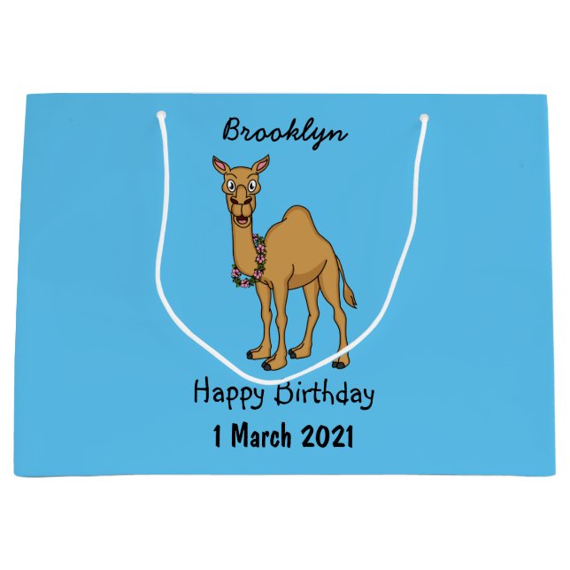 Happy Camel Cartoon Illustration Große Geschenktüte (Vorderseite)