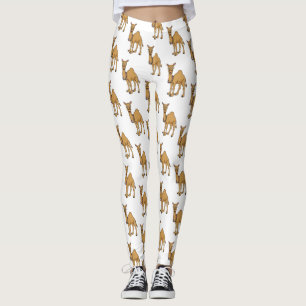 Happy Camel Cartoon Illustration Leggings