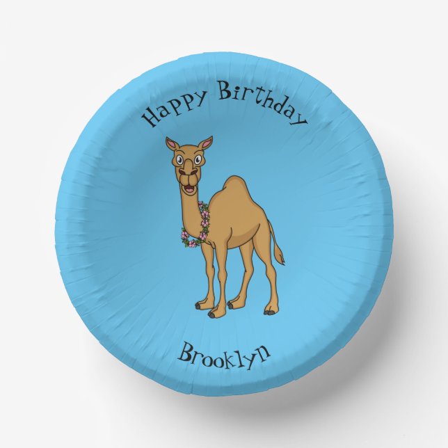 Happy Camel Cartoon Illustration Pappteller (Vorderseite)