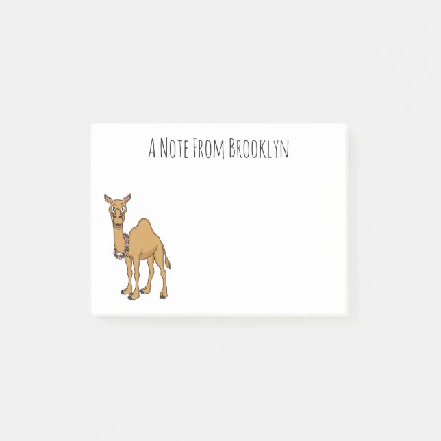 Happy Camel Cartoon Illustration Post-it Klebezettel (Vorderseite)