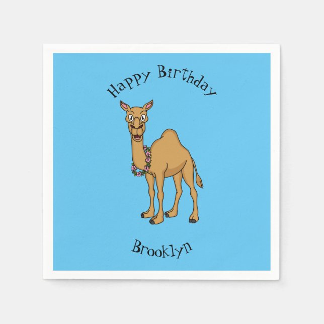 Happy Camel Cartoon Illustration Serviette (Vorderseite)