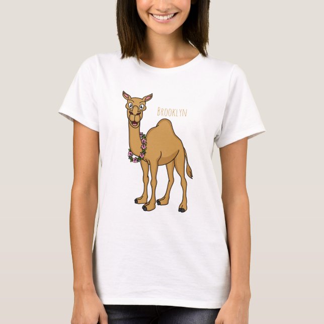 Happy Camel Cartoon Illustration T-Shirt (Vorderseite)