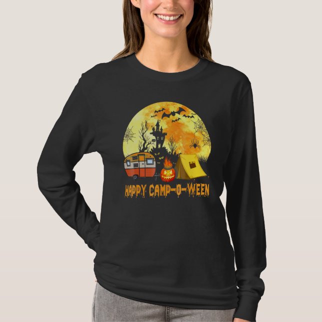 Happy Camp O Ween Camping Halloweenf T-Shirt (Vorderseite)