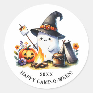 Happy Camp-o-ween Funny Ghost Camping Halloween Runder Aufkleber