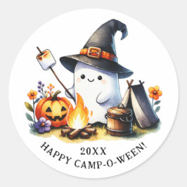 Happy Camp-o-ween Ghost Camping Halloween Runder Aufkleber