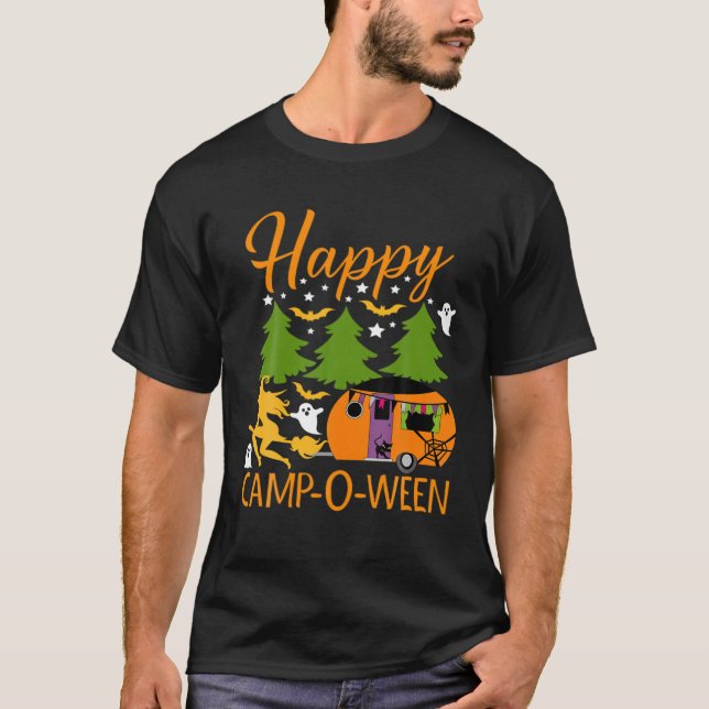 Happy Camp-O-Ween Halloween Camping Camper T-Shirt (Vorderseite)