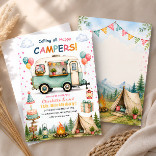 Happy Camper 1. Geburtstag Einladung