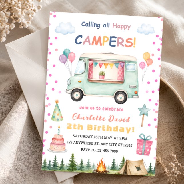 Happy Camper 2. Geburtstag Einladung (Von Creator hochgeladen)